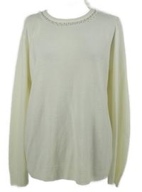 Dámský smetanový svetr s kamínky a perlami Paramour