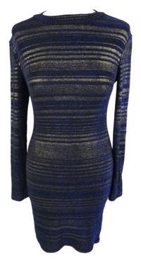 Dámské tmavomodro-zlaté třpytivé šaty Topshop 