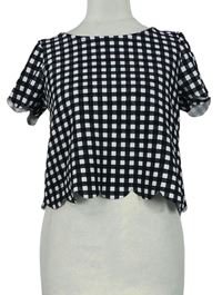 Dámske čierno-biele kockované crop tričko Select