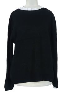 Dámsky čierny sveter s golierikom Shein