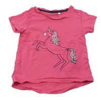 Neónově ružové tričko s jednorožcom Bluezoo