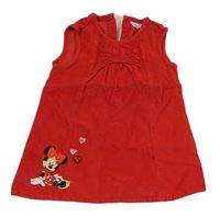 Červené zamatové menšestrové šaty s Minnie Disney
