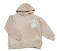 Světlerůžová mikina s kytičkami a kapucí Zara