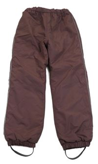 Mahagonové šusťákové oteplovačky s proužkem 