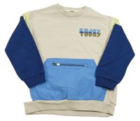 Béžovo-žlto-modrá mikina s nápisom M&S