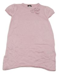 Svetloružové pletené šaty s kvietkami H&M