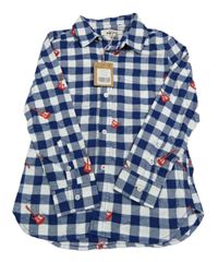 Nové - Modro-bílá kostkovaná flanelová košile s kytarami Mini Boden