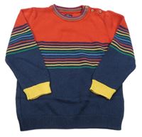 Červeno-tmavomodrý svetr s proužky Next