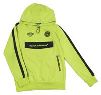 Neónově zelená športová mikina s nápisom a kapucňou