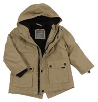 Béžová šušťáková zimná bunda s kapucňou Primark