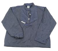 Tmavomodro-biela pruhovaná plátenná bunda