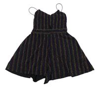 Čierno-farebný pruhovaný kraťasový overal New Look