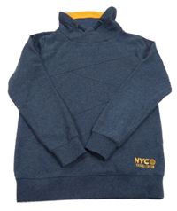 Tmavomodrá mikina s nápisom a komínovým golierom Chapter Young