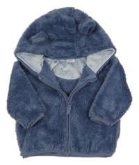 Tmavomodrá chlpatá prepínaci mikina s kapucňou Next