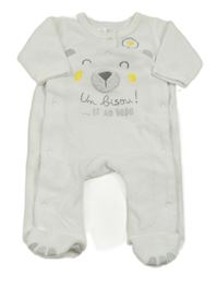 Biely zamatový overal s medvedíkom
