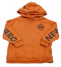 Oranžová mikina s potlačou a kapucňou Primark