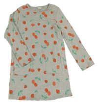 Sivé bavlnené šaty s ovociem Next