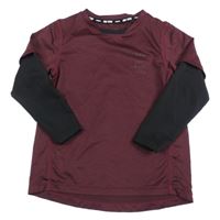 Vínovo-čierne športové tričko s nápisom H&M