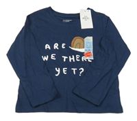 Nové - Tmavodmoré triko se šnekem a nápisem Primark