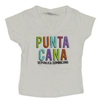 Biele tričko s farebným nápisom