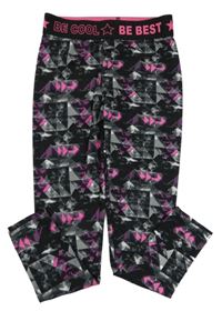 Čierno-ružovo-sivé elastické športové legíny Ergeenomixx