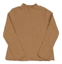 Hnedé rebrované tričko so stojačikom H&M