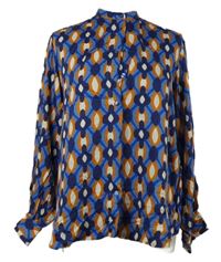 Dámska modro-oranžovo-biela vzorovaná blúzka Smith&Soul