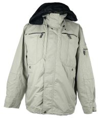 Pánska béžová šušťáková jarná bunda s ukrývací kapucňou