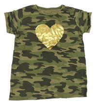 Khaki army tričko so srdcem Primark