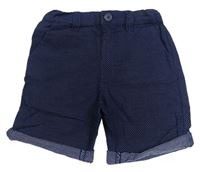 Tmavomodré bodkované plátenné chino kraťasy Denim