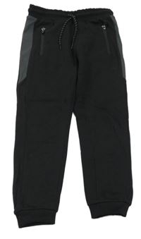 Černo-tmavošedé tepláky Matalan