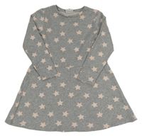 Sivé melírované úpletové šaty s hviezdami Topolino