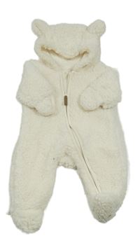 Bílá huňatá podšitá kombinéza s kapucí H&M