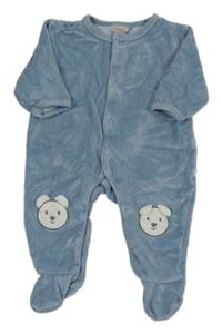 Světlemodrý sametový overal s medvídky Smile 