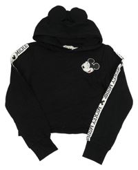 Černá crop mikina s Mickeym a kapucí H&M