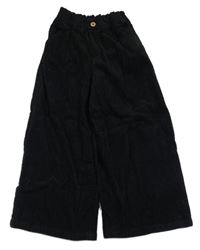 Černé manšestrové wide leg kalhoty Mango