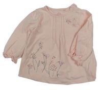 Svetloružové tričko s kvietkami Next