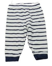 Bielo-tmavomodré pruhované zamatové tepláky C&A