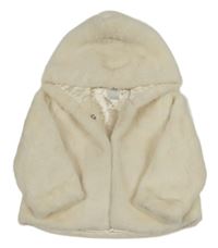 Smotanová kožušinová podšitá bunda s kapucňou Mamas&Papas