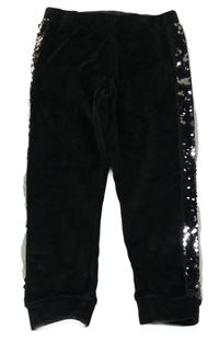 Čierne plyšové tepláky s flitrami