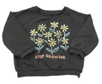 Tmavosivá mikina s kvietkami F&F