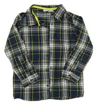 Tmavomodro-bílo-žlutá kostkovaná košile Manguun