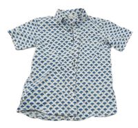 Bílo-modrá vzorovaná košile 