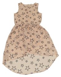 Svetloružové šifónové šaty s hviezdami H&M