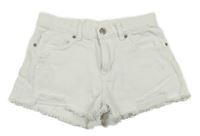 Biele rifľové kraťasy s vyšúchaním ZARA