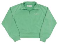 Pistáciová športová crop mikina s nápisom Zara