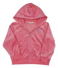 Růžová plyšová propínací mikina s jednorožcem a kapucí H&M