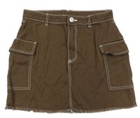 Hnedá rifľová sukňa s vreckami H&M