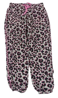 Sivo-čierno-ružové vzorované ľahké nohavice H&M