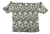 Kaki-biele army žabičkované crop tričko Primark